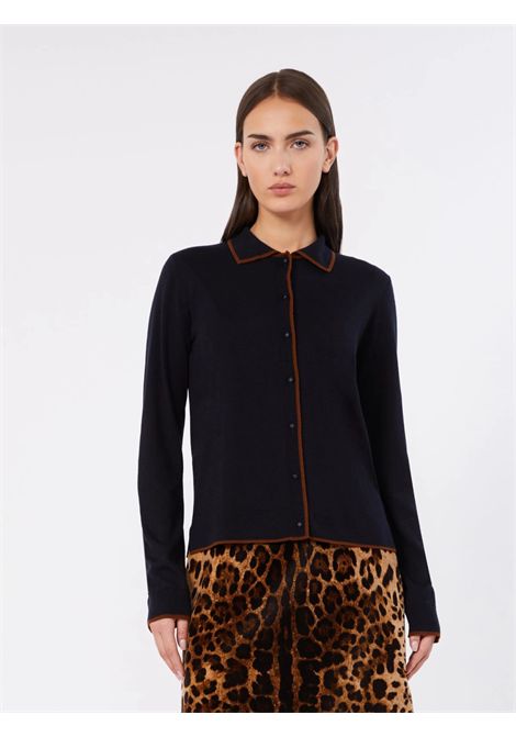 Max Mara Studio Women's MSTTARGA Navy Blue Silk and Wool Knit Cardigan Max Mara Studio |  | 2626346011600014